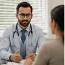 A GP consulting with a patient